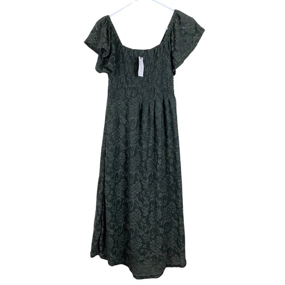 Anthropologie Dresses & Skirts - Anthropologie Dark Green Midi Dress with Subtle Floral Jacquard